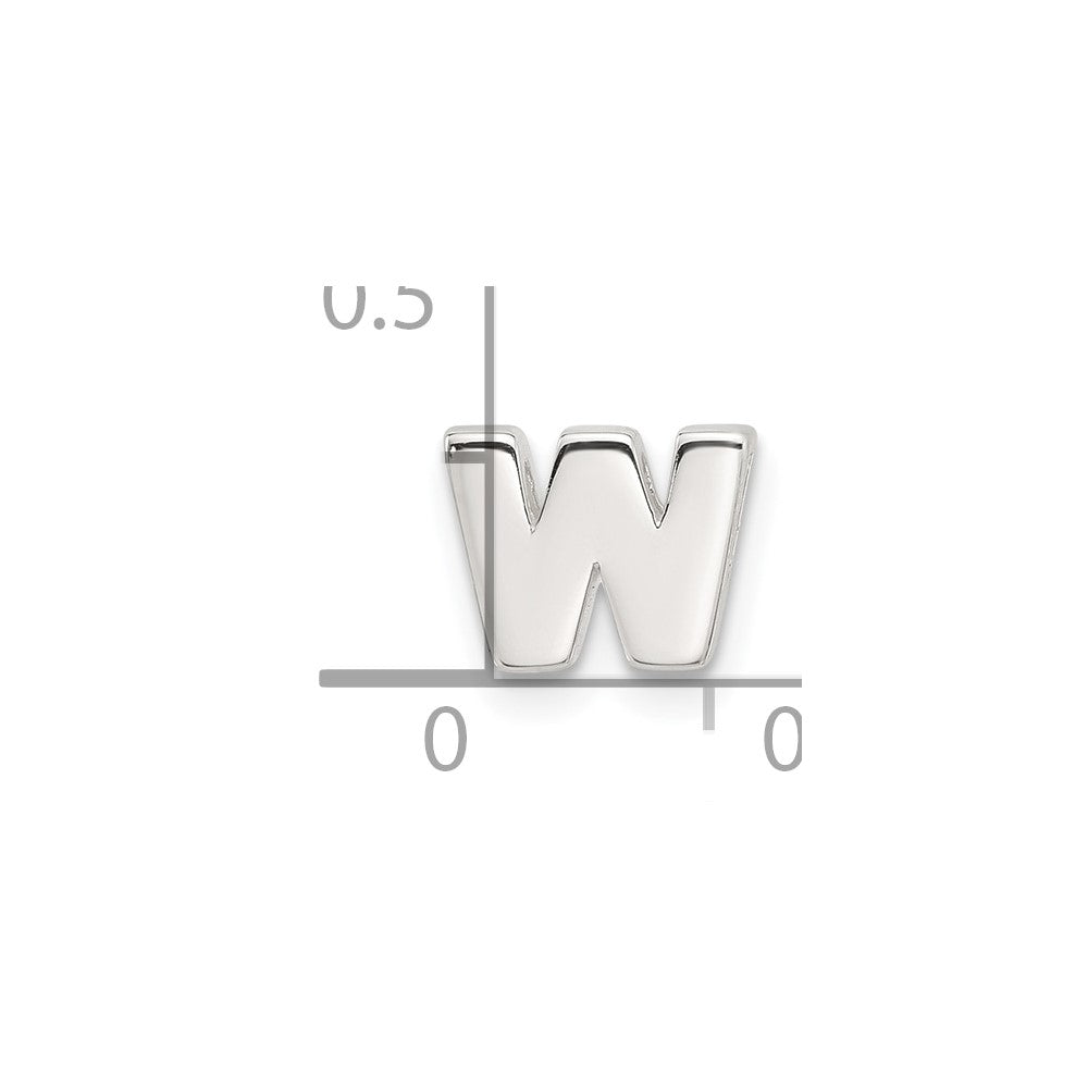 Sterling Silver E-coated Letter W Slide Charm