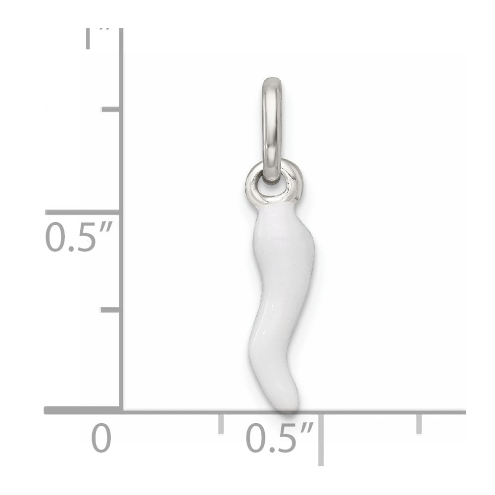 Sterling Silver White Enamel Italian Horn Pendant