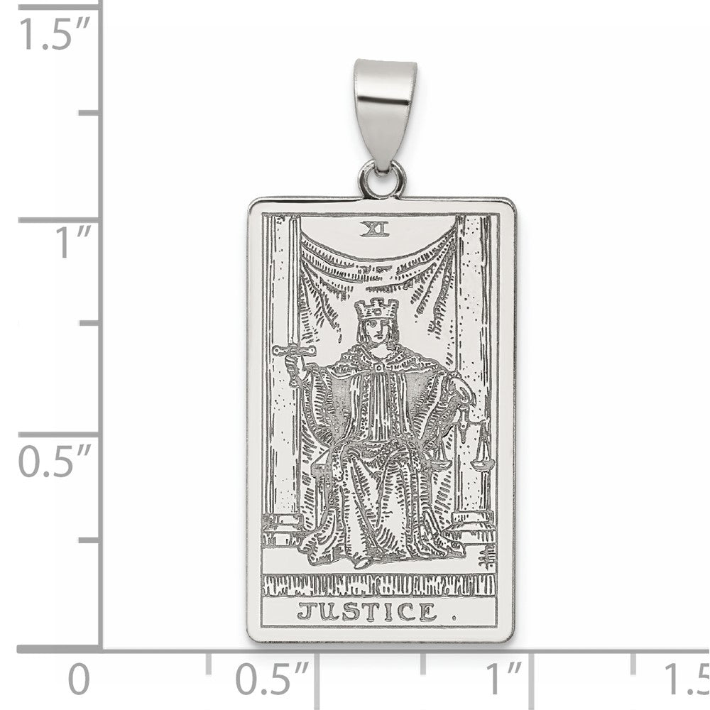Sterling Silver Justice Tarot Card Pendant