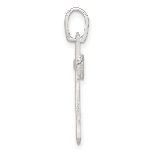 Sterling Silver Brushed Cross with Polished Ichthus Fish Pendant