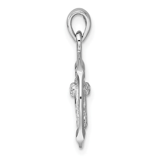 Sterling Silver Rhodium-plated Polished Reversible Aries Ram in Circle Zodiac Pendant