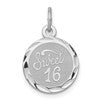 Sterling Silver Rhodium-plated Sweet Sixteen Disc Charm