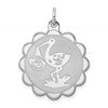 Sterling Silver Rhodium-plated Stork Disc Charm