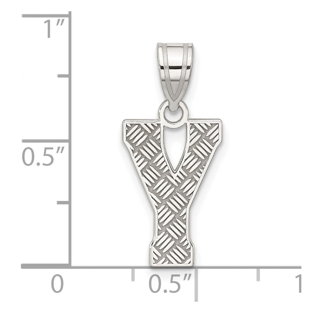 Sterling Silver Rhodium-plated Letter Y Initial Pendant