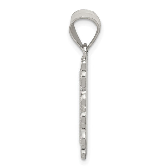 Sterling Silver Square Diamond-cut Letter H Initial Pendant