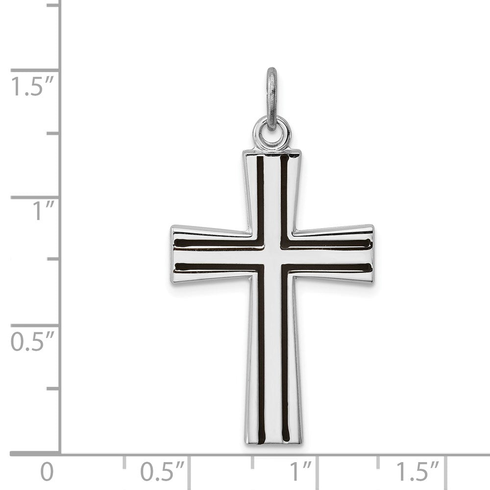Sterling Silver Platinum-plated Enameled Latin Cross Charm