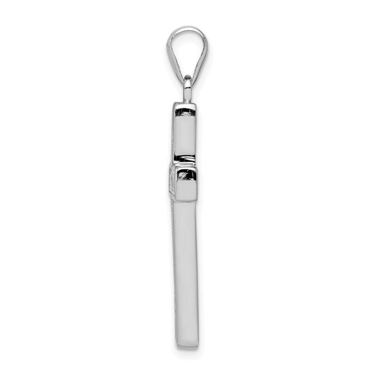 Sterling Silver Rhodium-plated CZ Cross Pendant