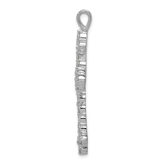 Sterling Silver Rhodium-plated CZ Cross Pendant