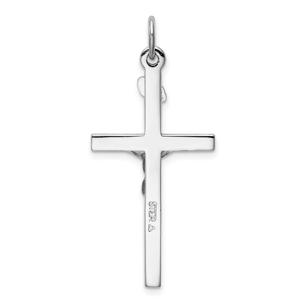 Sterling Silver Platinum-plated INRI Crucifix Pendant