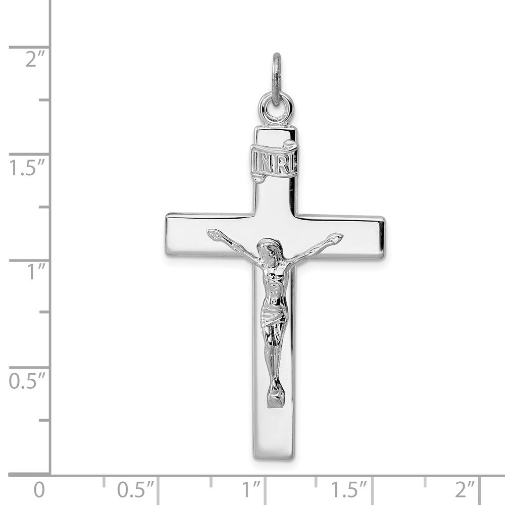 Sterling Silver Platinum-plated Crucifix Pendant
