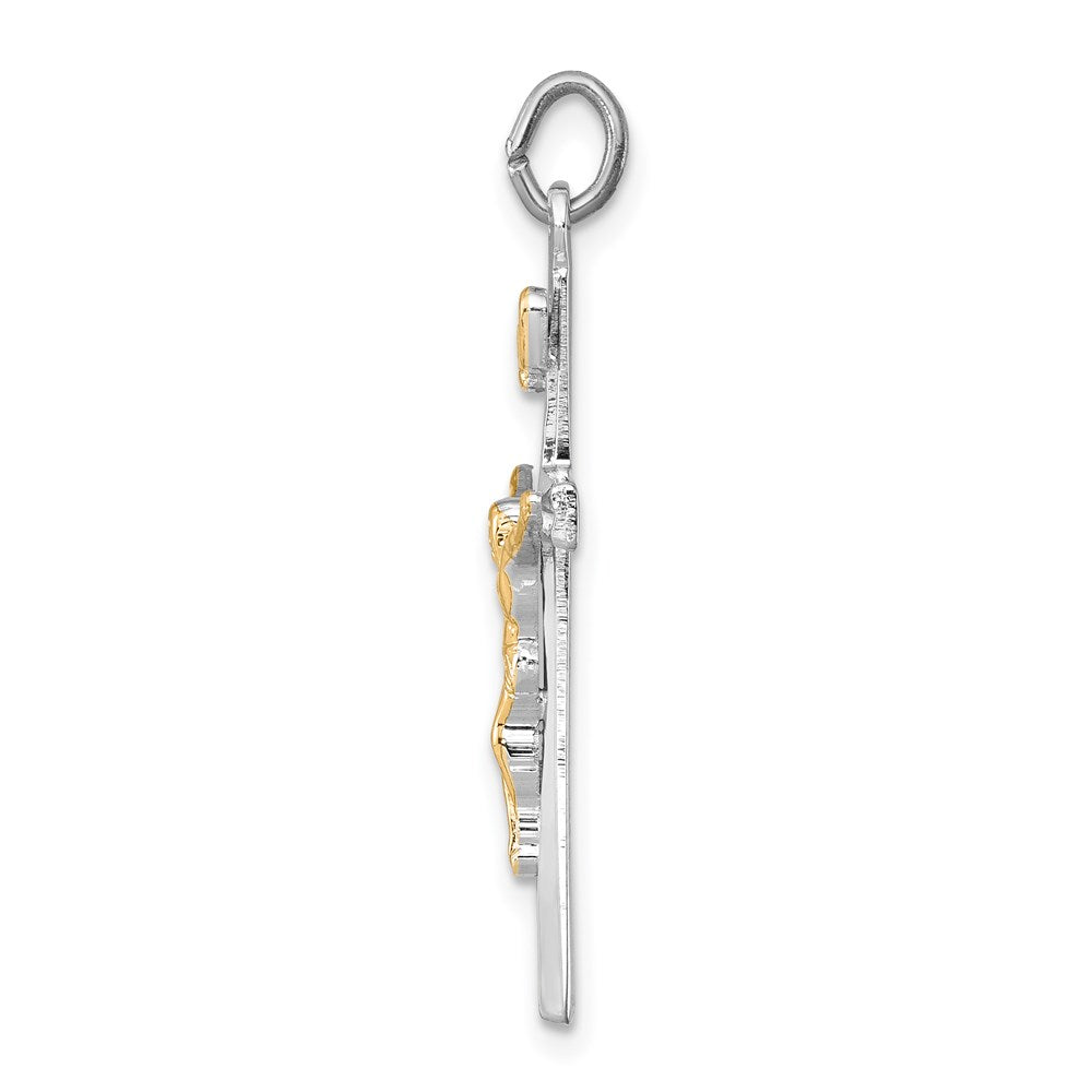 Sterling Silver Platinum-plated & Vermeil INRI Crucifix Charm