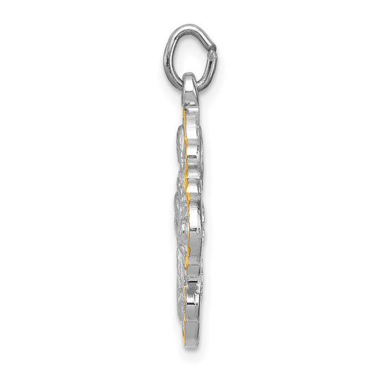 Sterling Silver Platinum-plated & Vermeil 4-way Medal