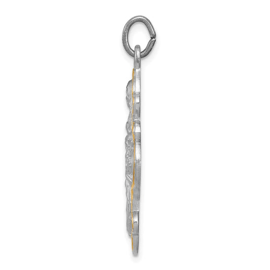 Sterling Silver Platinum-plated 4-way Medal