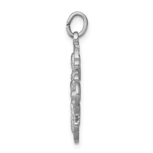 Sterling Silver Platinum-plated Satin 4-way Medal