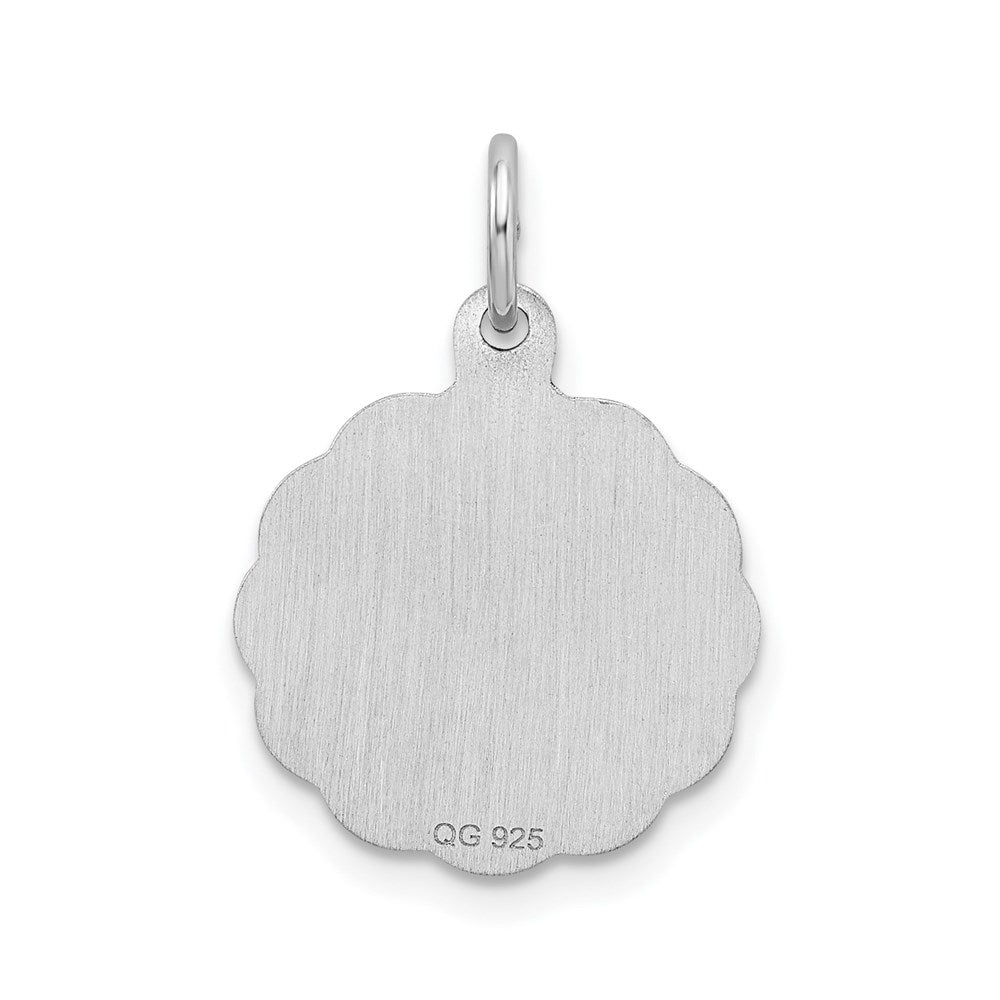 Sterling Silver/Rhodium-plated Brocaded Letter V Initial Pendant
