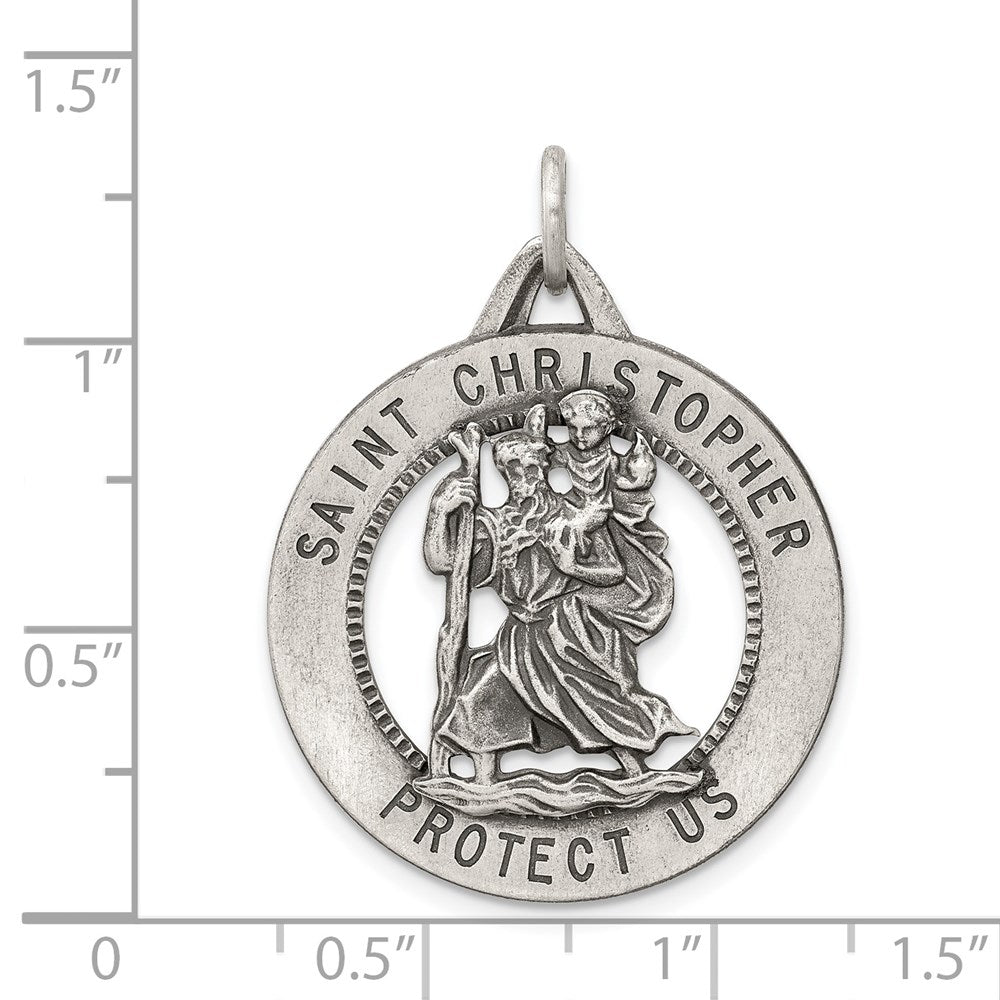 Sterling Silver Antiqued St. Christopher Medal