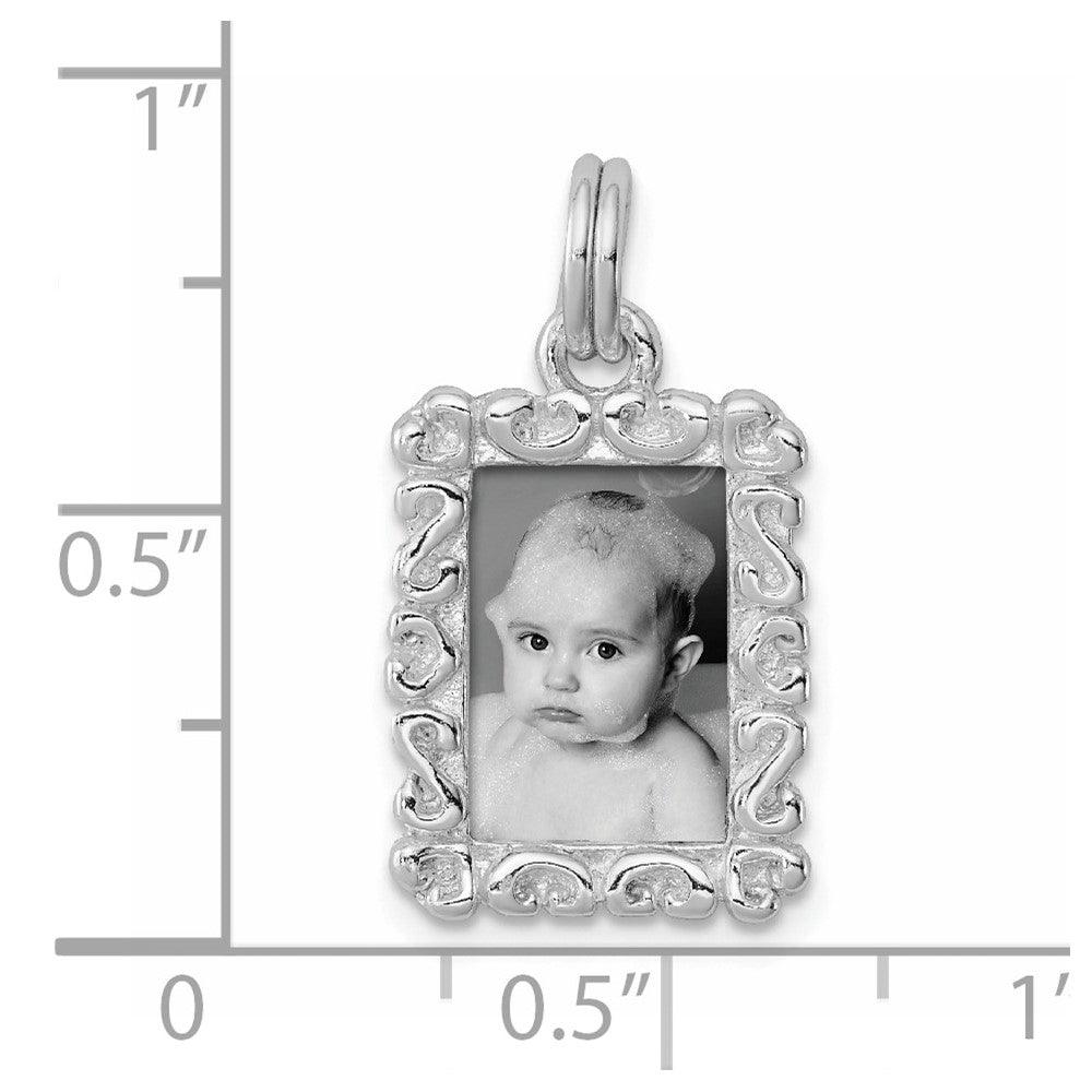 Sterling Silver Rhodium-plated Photo Charm