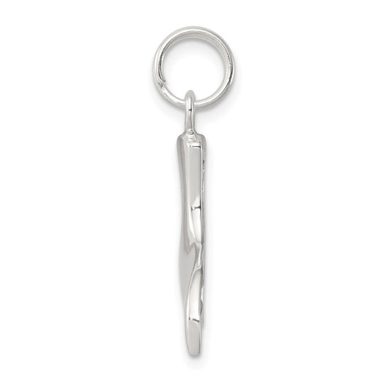 Sterling Silver Rhodium-plated Whale Tail Charm