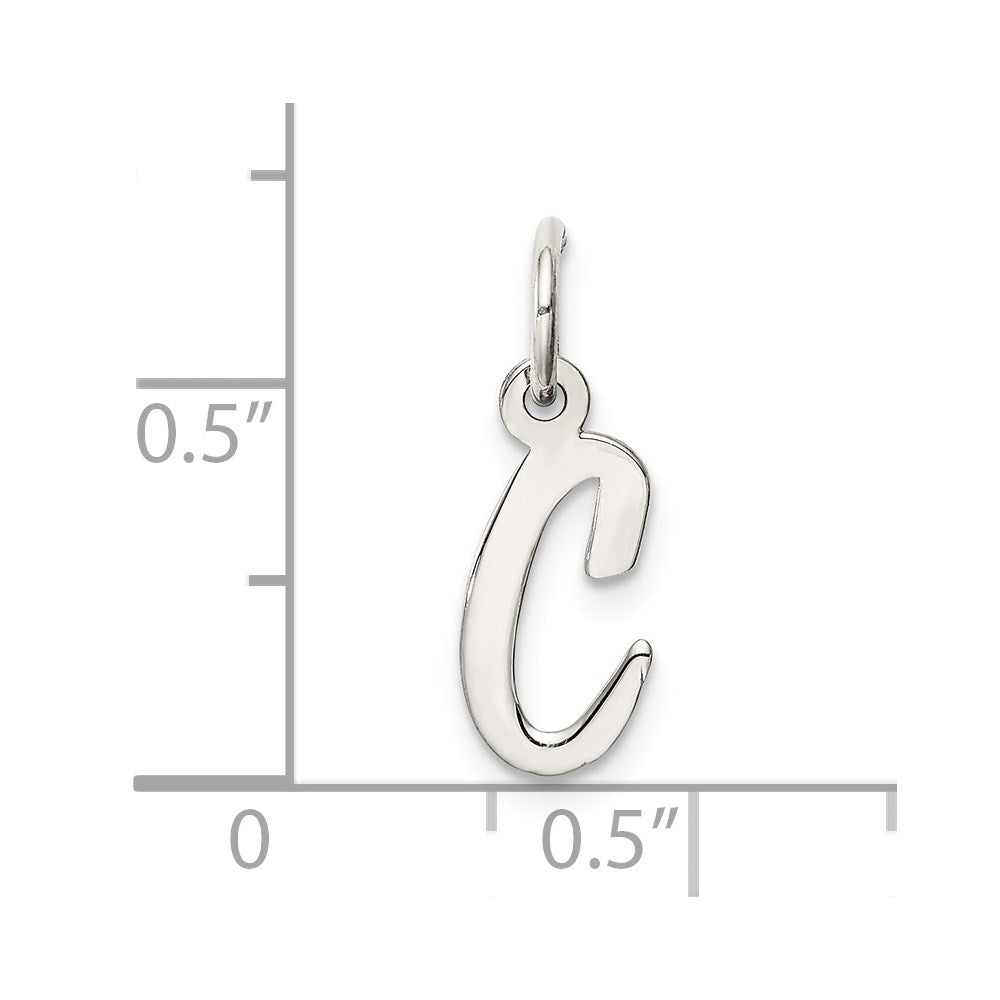 Sterling Silver Rhodium-plated Script Letter C Initial Charm