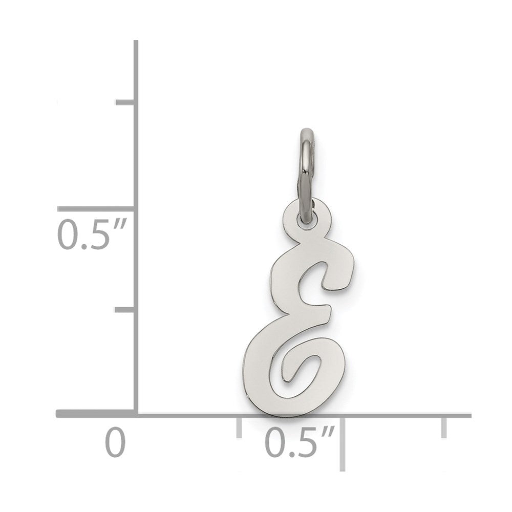 Sterling Silver Rhodium-plated Script Letter E Initial Charm