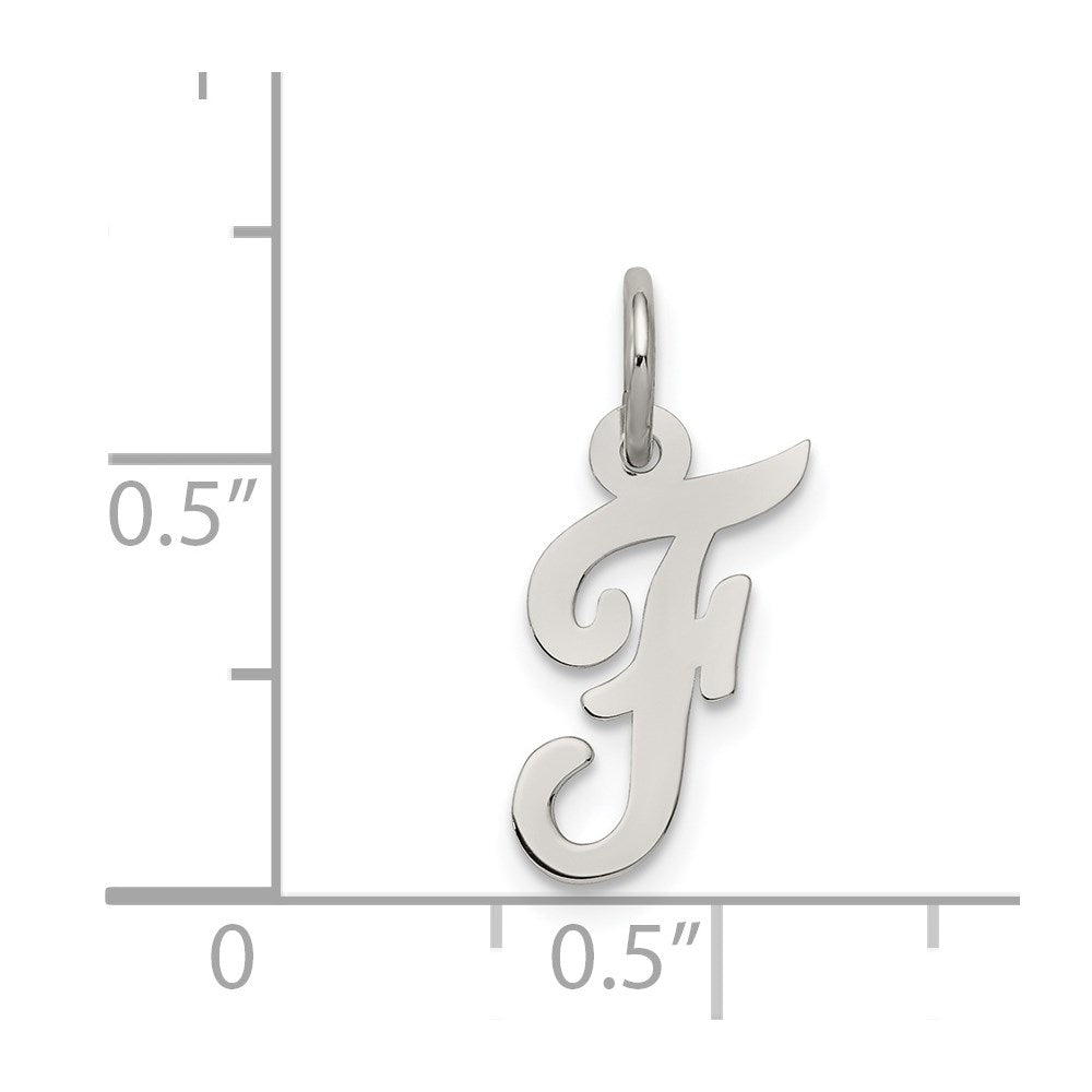 Sterling Silver Rhodium-plated Script Letter F Initial Charm