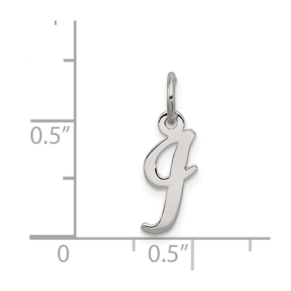 Sterling Silver Rhodium-plated Script Letter I Initial Charm