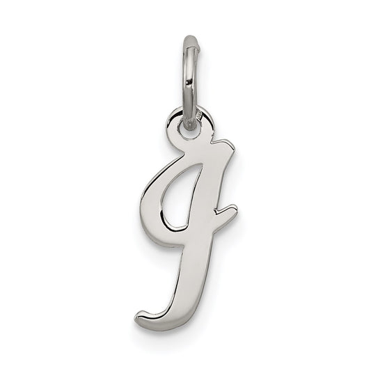 Sterling Silver Rhodium-plated Script Letter I Initial Charm