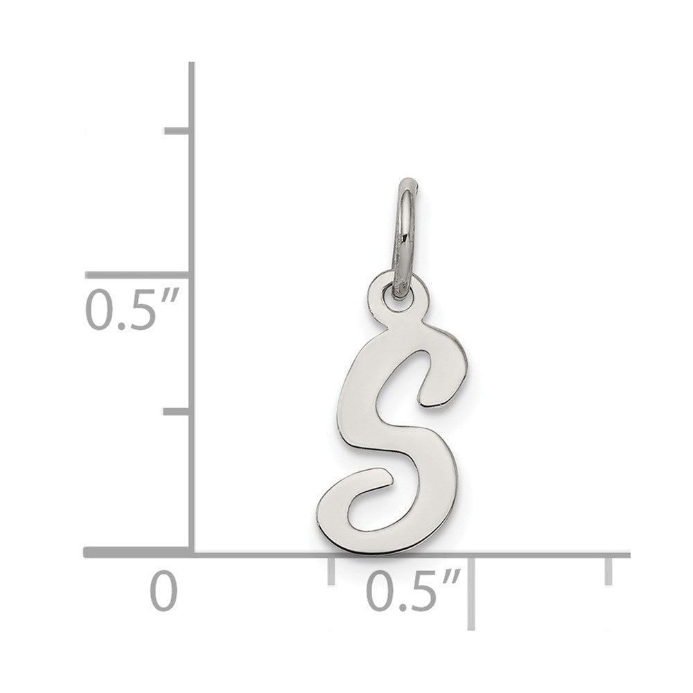 Sterling Silver Rhodium-plated Script Letter S Initial Charm