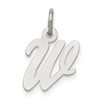 Sterling Silver Rhodium-plated Script Letter W Initial Charm