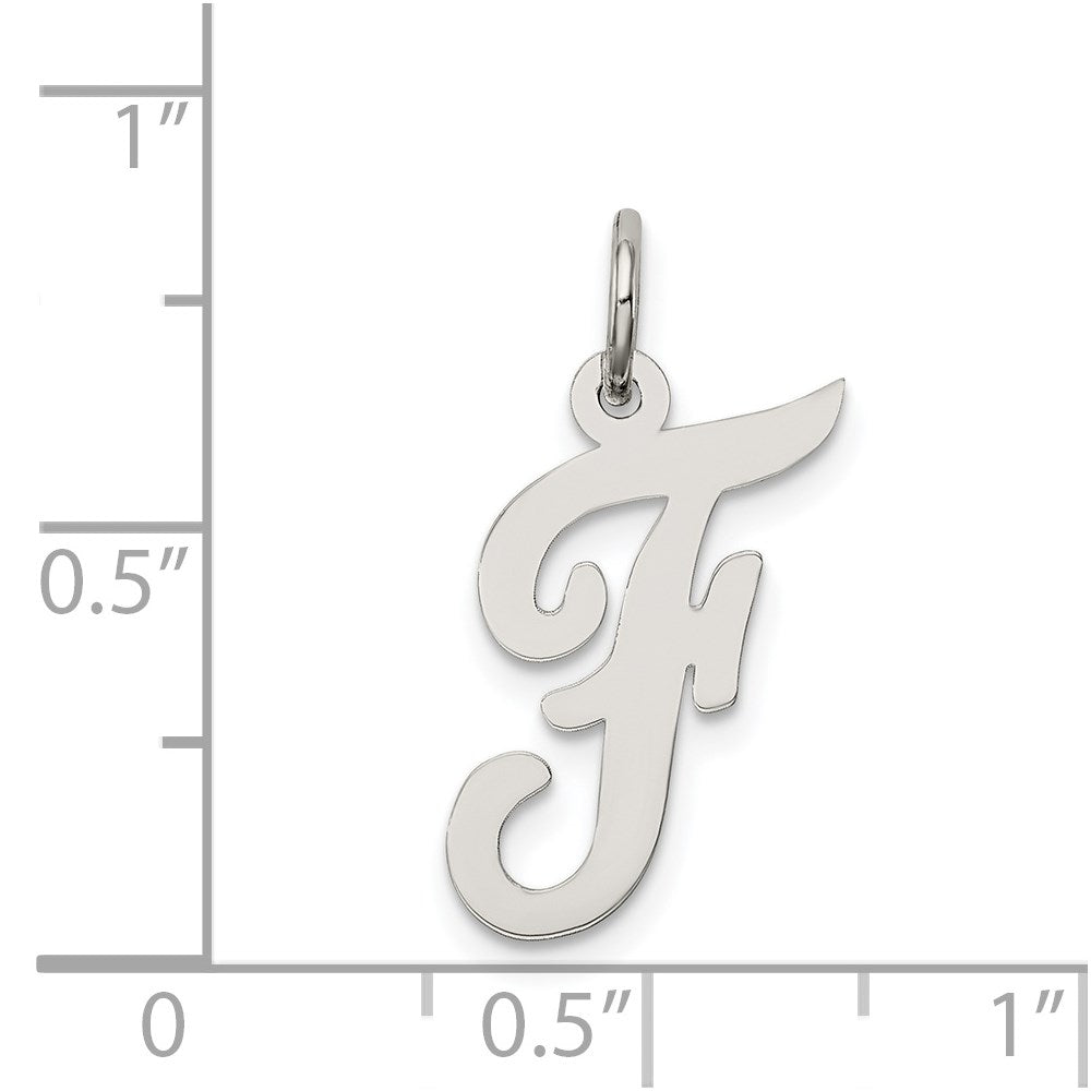Sterling Silver Rhodium-plated Script Letter F Initial Charm
