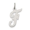 Sterling Silver Rhodium-plated Script Letter F Initial Charm