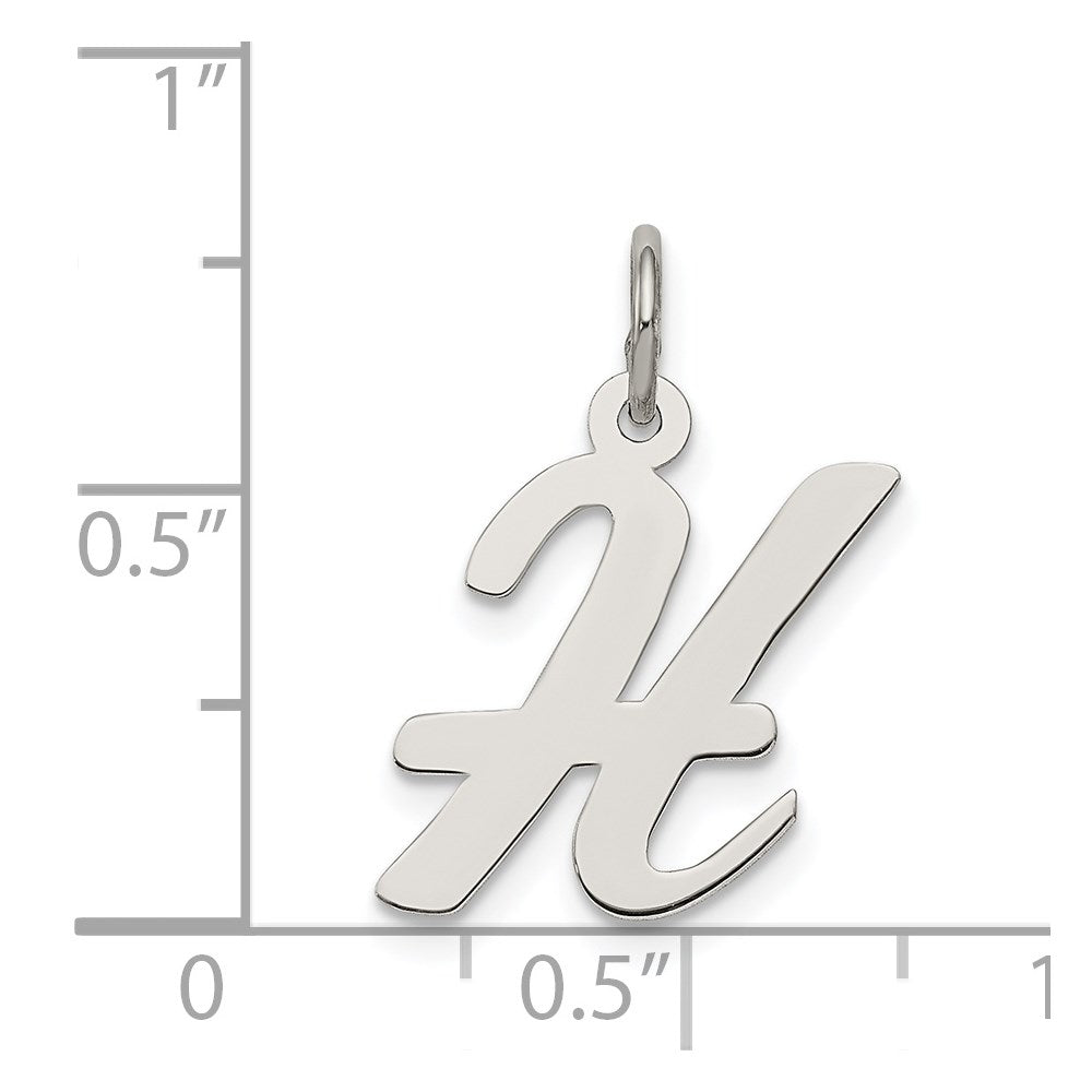Sterling Silver Rhodium-plated Script Letter H Initial Charm