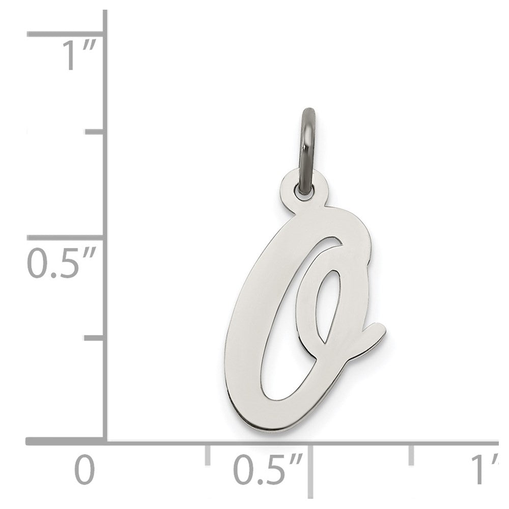 Sterling Silver Rhodium-plated Script Letter O Initial Charm