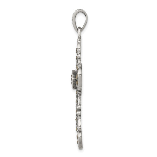 Sterling Silver Antiqued Marcasite Cross Pendant