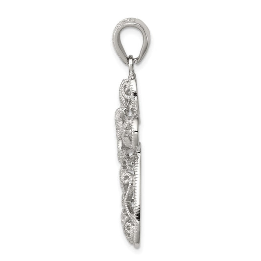 Sterling Silver Rhodium-plated CZ Cross Pendant