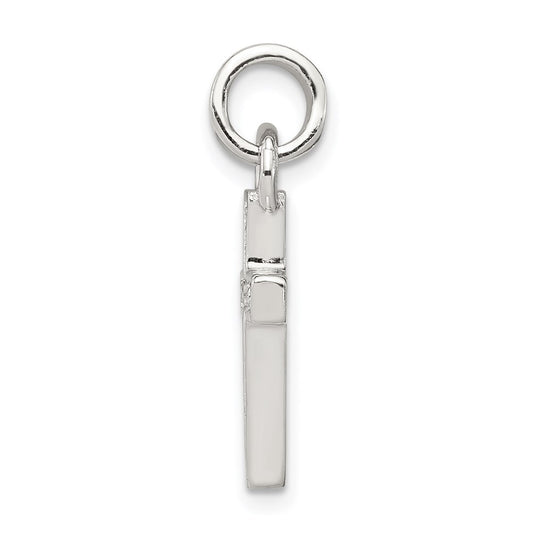 Sterling Silver Rhodium-plated CZ Latin Cross Pendant