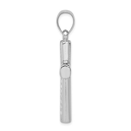 Sterling Silver Rhodium-plated Diamond -Cut Cross Pendant