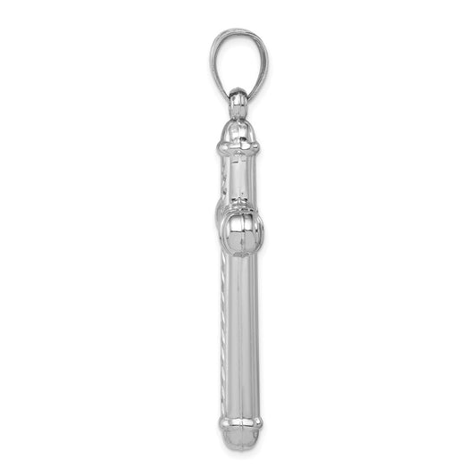 Sterling Silver Rhodium-plated Diamond -Cut Reversible Cross Pendant
