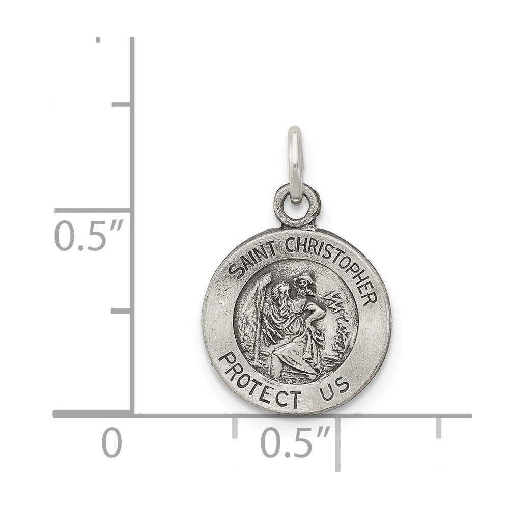 Sterling Silver Antiqued Saint Christopher Medal