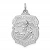 Sterling Silver Rhodium-plated Saint Michael Badge Medal