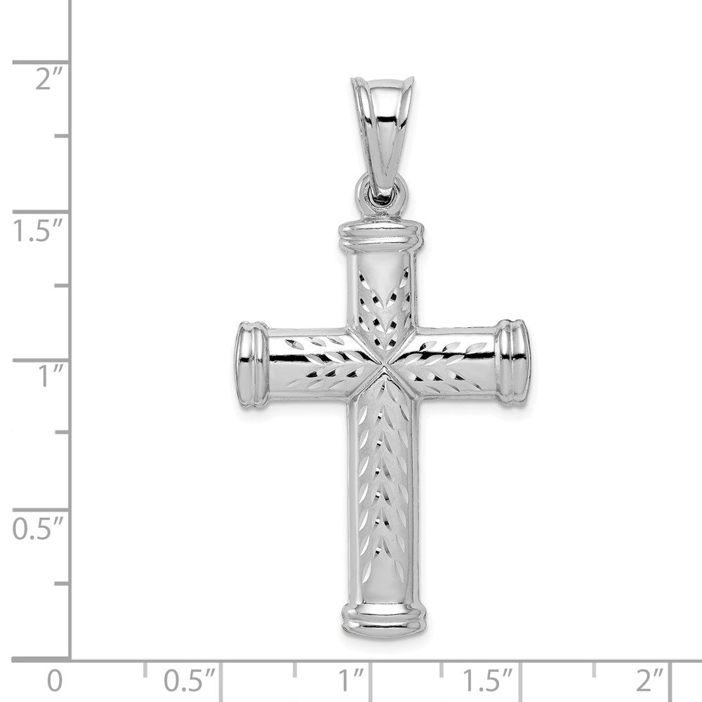 Sterling Silver Rhodium-plated Diamond -cut Reversible Cross Pendant