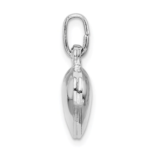 Sterling Silver Rhodium-plated Puffed Heart Charm