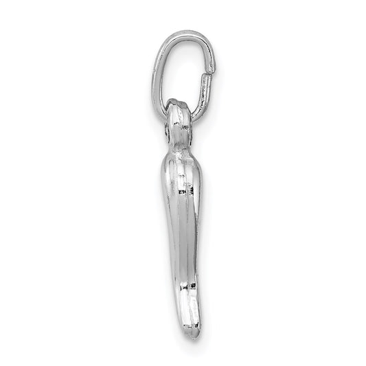 Sterling Silver Rhodium-plated Italian Horn Charm