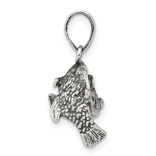 Sterling Silver Antiqued Pisces Zodiac Pendant