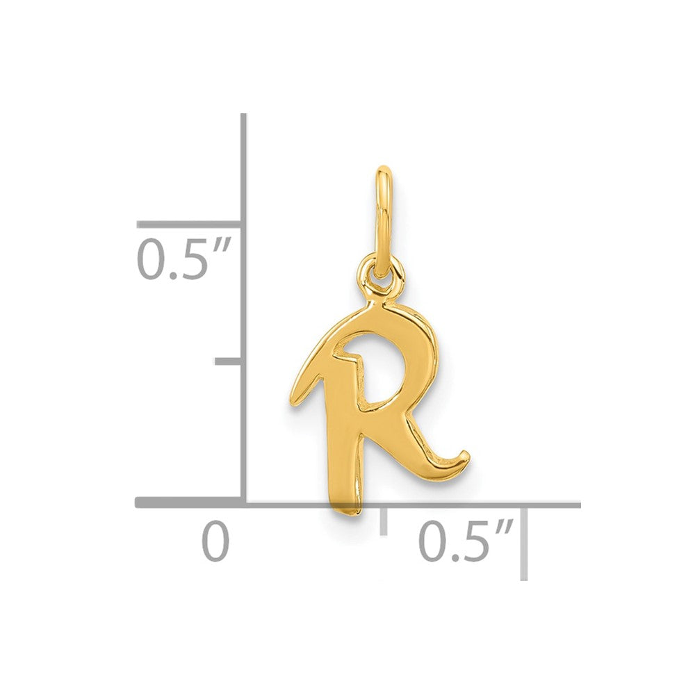 Sterling Silver Gold-tone Polished Letter R Initial Charm