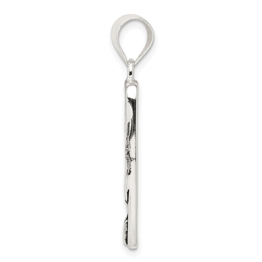 Sterling Silver You Are Never Alone Antiqued Footprint Pendant