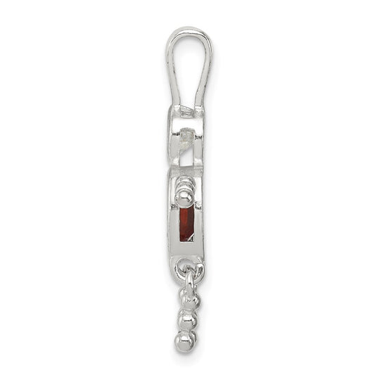 Sterling Silver Rhodium-plated CZ & January Glass Boy Pendant