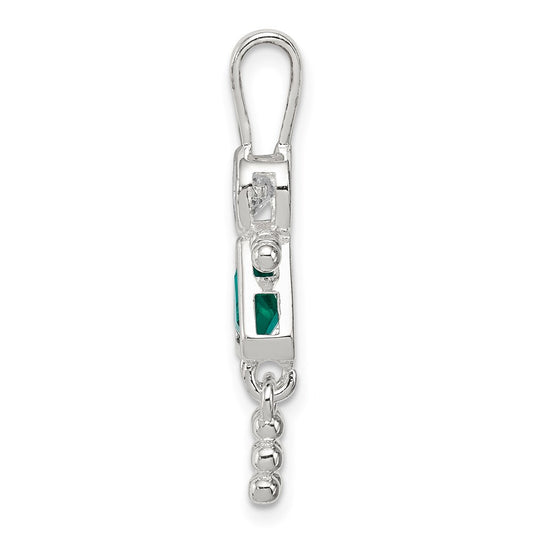 Sterling Silver Rhodium-plated CZ & May Glass Girl Pendant