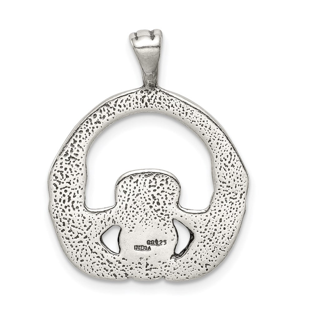 Sterling Silver Antiqued Claddagh Pendant