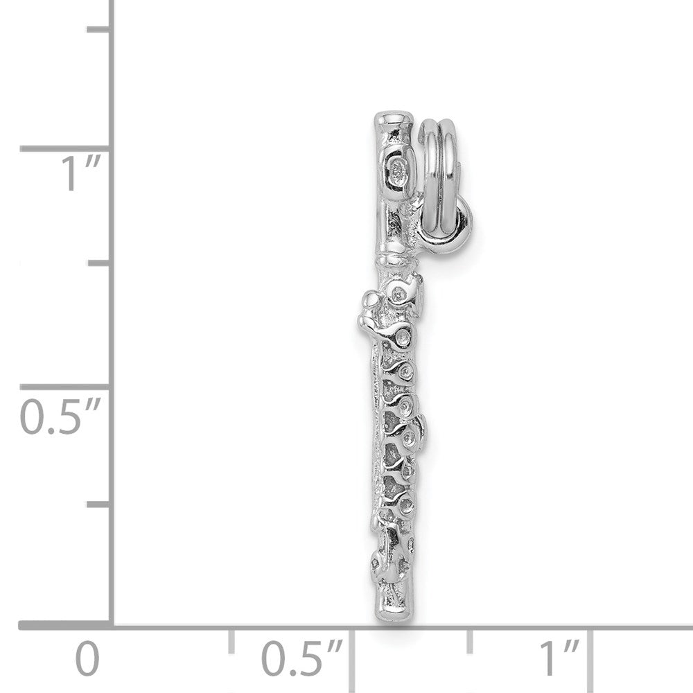 Sterling Silver Rhodium-platedPolished Flute Charm